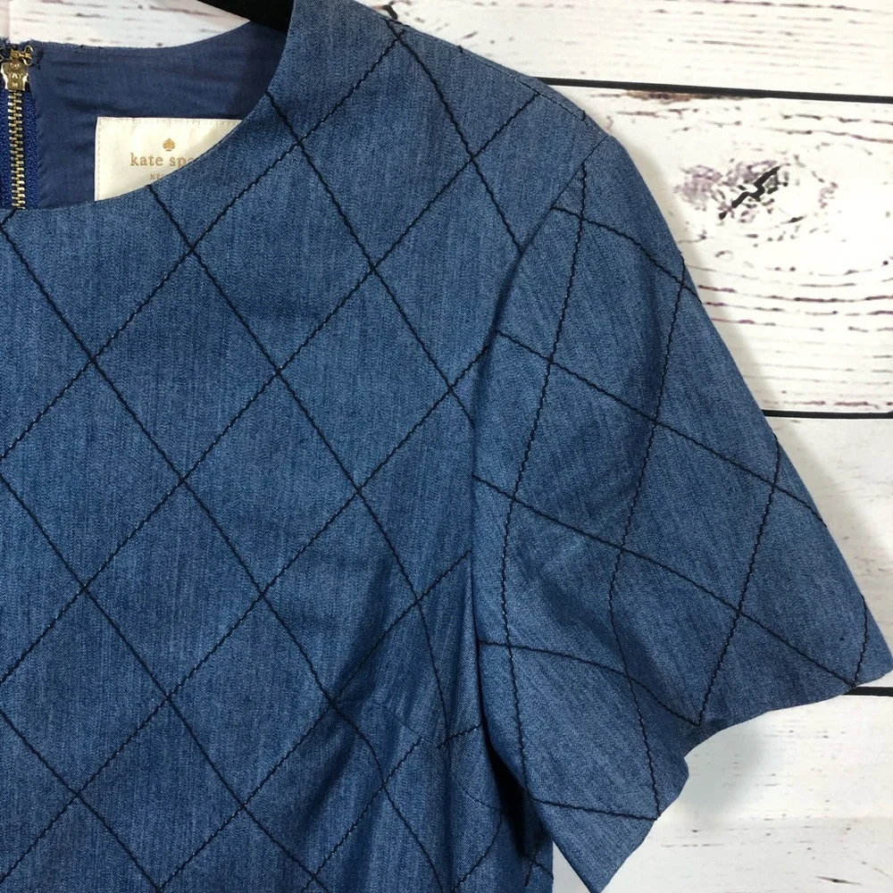 Kate Spade Quilted Chambray Shift Dress: Denim Blue - Picture 4 of 8